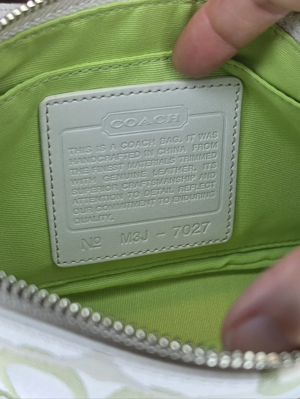 COACH VINTAGE OPTIC GREEN SIGNATURE C DEMI BAG 7027